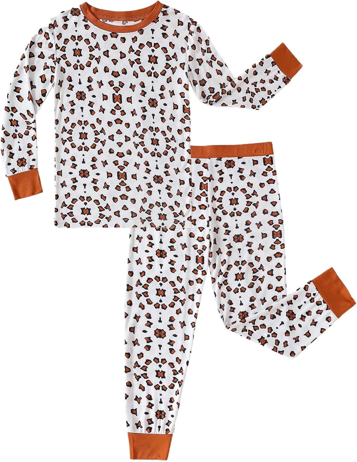 OPAWO Bamboo Pajamas Toddler Boys Girls Pajama Set 2-Piece Long Sleeve Tee and Pants Kids Fall Clothes Sleepwear Pj Set 2-8Y