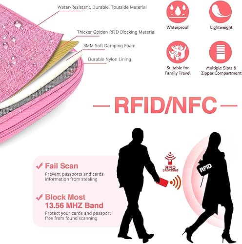 Miniatura 4 de Passport Holder Family, Women Rfid Blocking Passport Wallet, Travel Document Organizer Premium Wallets Passport Holders Bag