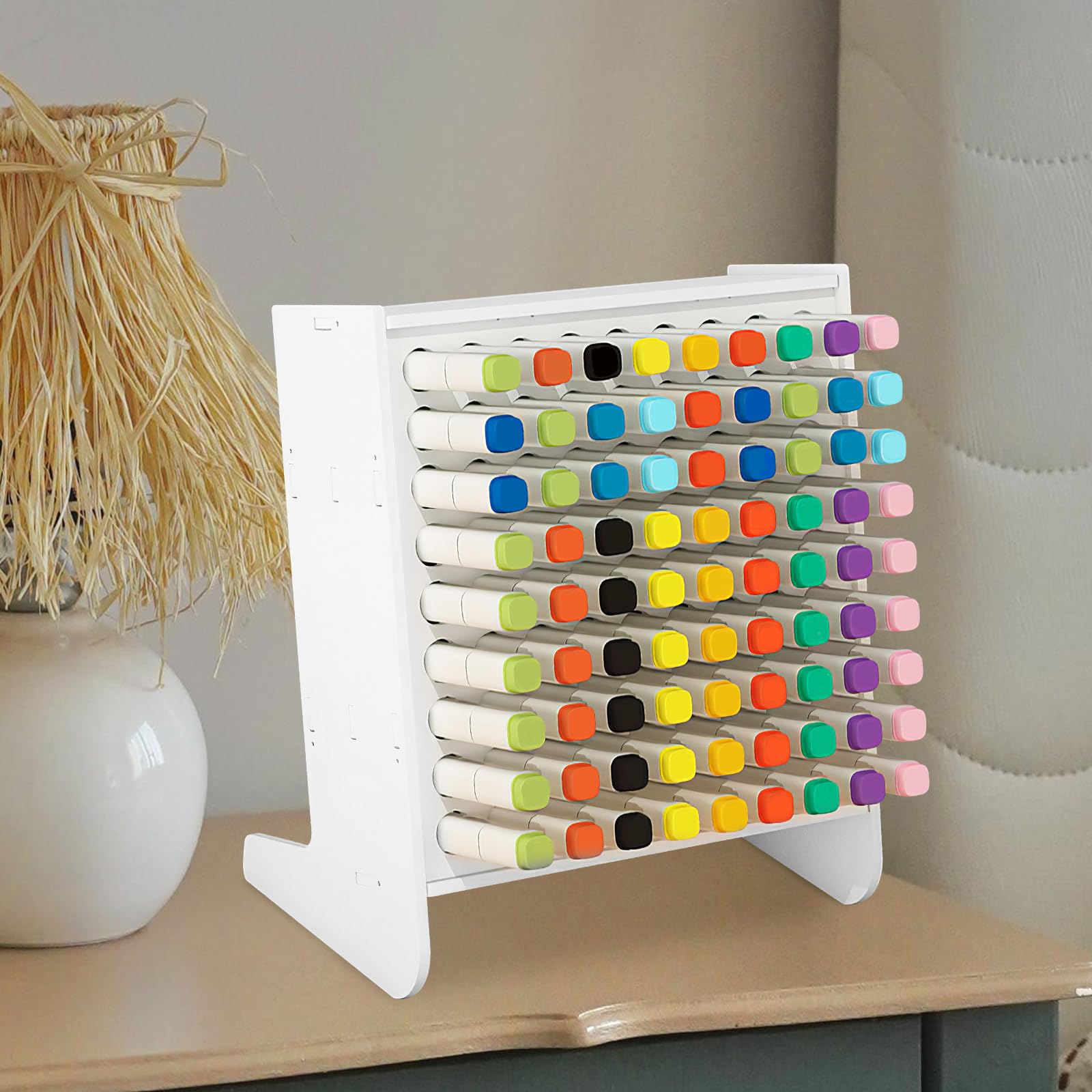 Portapenne da Tavolo Multifunzionale Cassetto Bianco in Plastica, Organizer per Marker Stabile e Durevole, per Back To School Party e Uso Scolastico