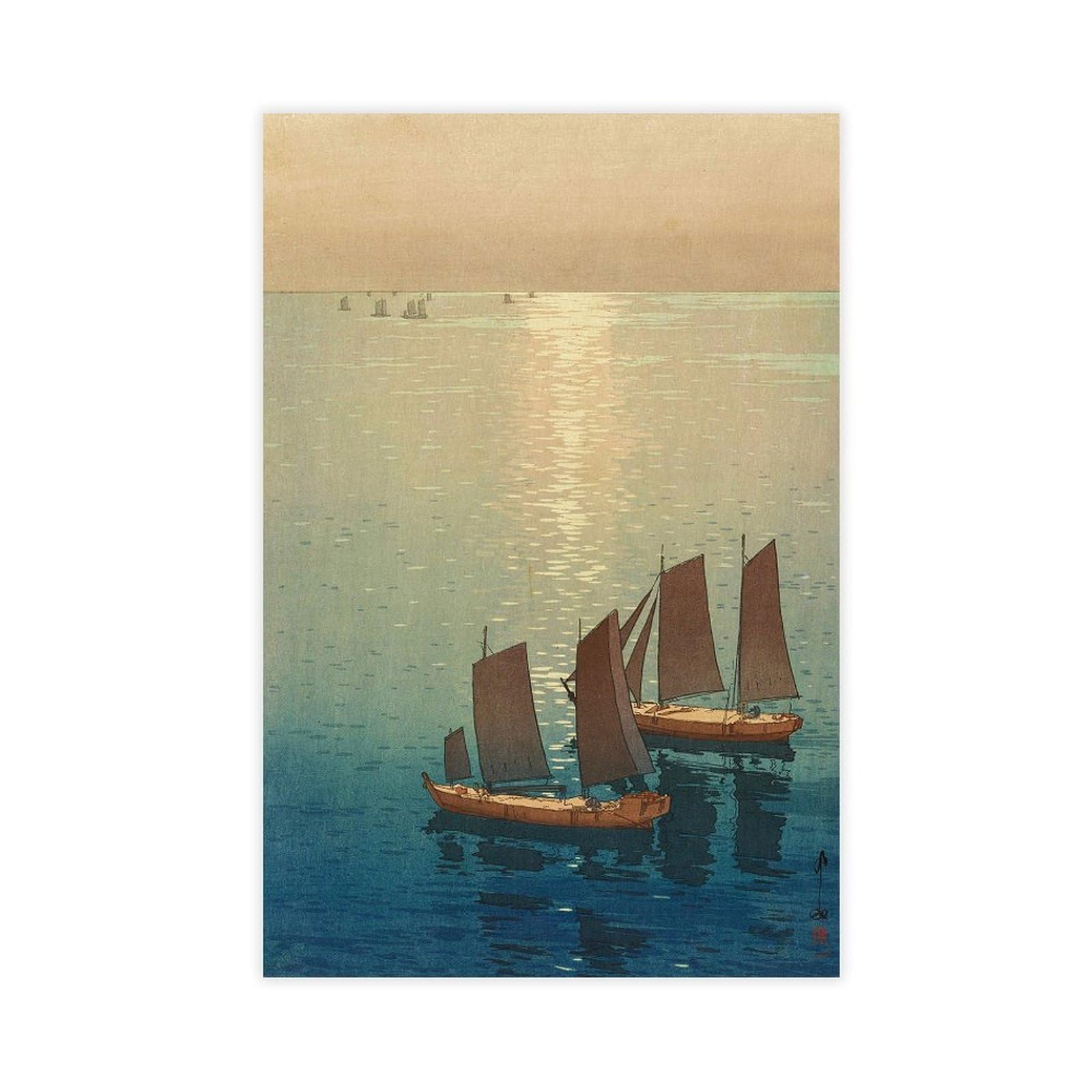 Dfjyjfgjj Yoshida Hiroshi,Glittering Sea,Japanese Painting, Wall Decoration Poster Family Bar Restaurant Garage Cafe Art Sign Gift 16" L X 24" W