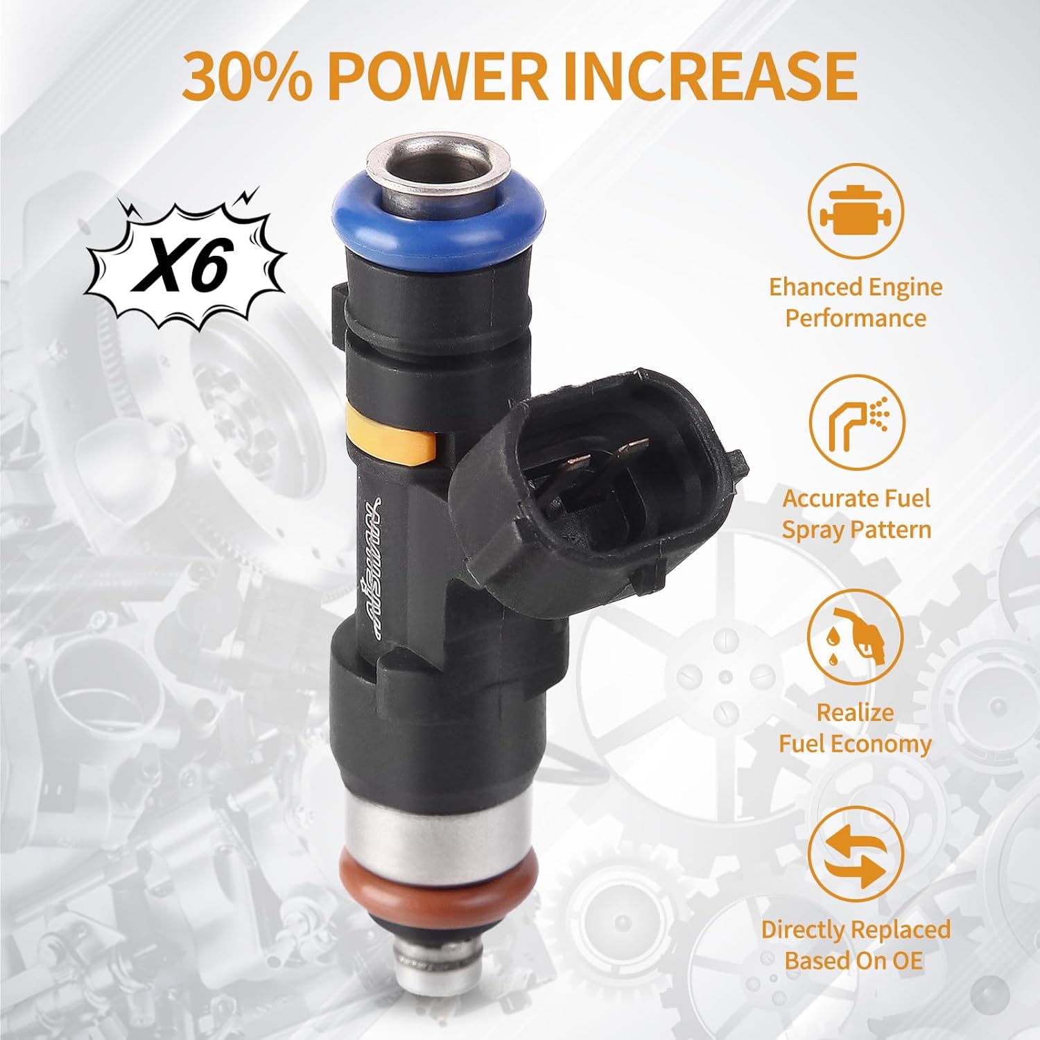 6PCS Fuel Injectors 4 Holes Compatible with Infiniti FX35 2005 2006 2007 2008, G35 2005-2007, M35 06-08, for Nissan Murano 04-07, 350Z 05-06 V6 3.5L Replace# 0280158042 16600CD700