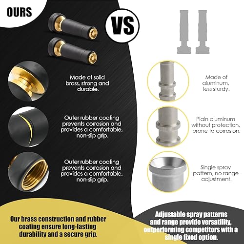 Miniatura 2 de Boquilla de manguera de jardín, rociador de agua de metal resistente para exteriores, accesorio de manguera de alta presión, pistola de boquilla de
