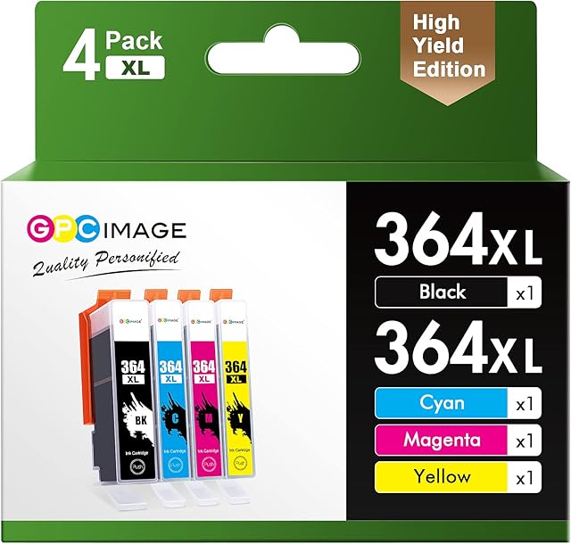 GPC Image Compatible Ink Cartridges Replacement for HP 364 XL 364XL for Deskjet 3070A, Photosmart 5520 5510 5511 5512 5515 5524 6510 6520 6515 7510 7520 7515 B8550 (Black Cyan Magenta Yellow,4-Pack)