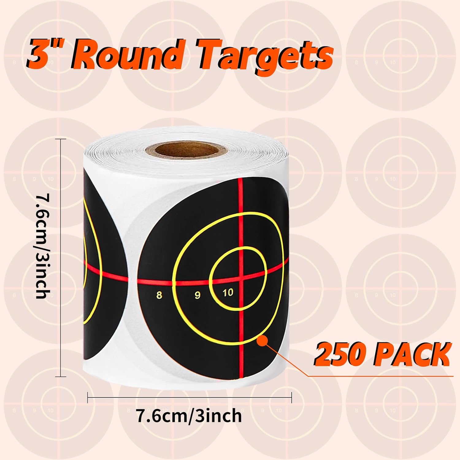 Shooting Targets, 3" Splatter Target Stickers 250 Pcs Yellow & 6" Splatter Targets Stickers 100 Pcs Red Point, Adhesive Paper Target