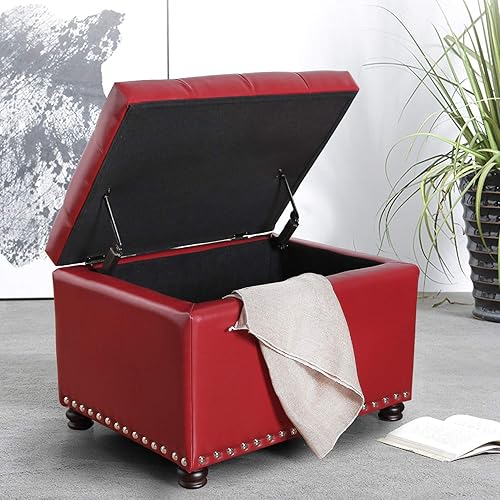 Miniatura 24 de Homebeez Banco otomano de almacenamiento Reposapiés Taburete Mesa de centro con elevador (gris) Gris,Marrón,Gris oscuro,Verde oliva,Rojo -