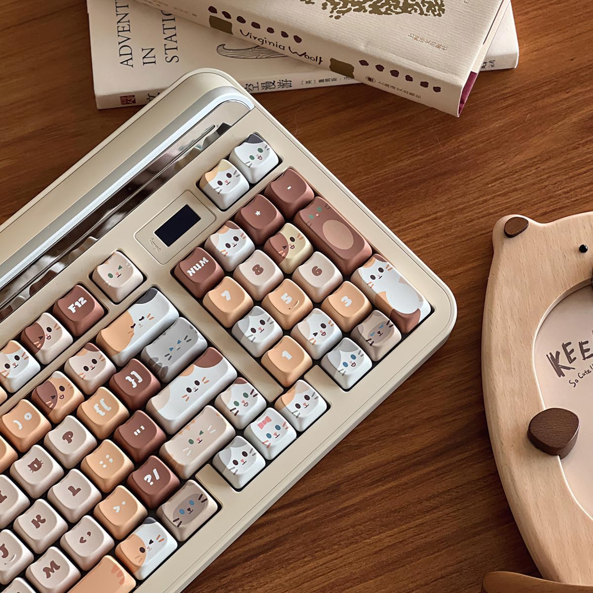 Mao Height Cat Shape Theme keycaps PBT keycaps Customized keycap Set Suitable for 61/87/104/108 Cherry MX Switch and Other Mechanical Keyboards (Cat Stacking)