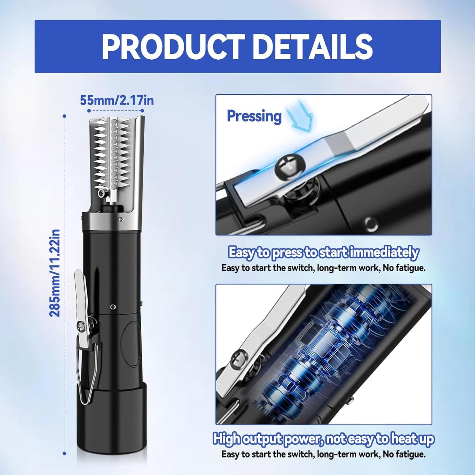 JOSBY Descamador Eléctrico De Pescado, Removedor De Escamas De Acero Inoxidable, Herramienta De Descamación De Pescado con Motor Sin Escobillas De Núcleo De Cobre, Resistente Al Agua Black