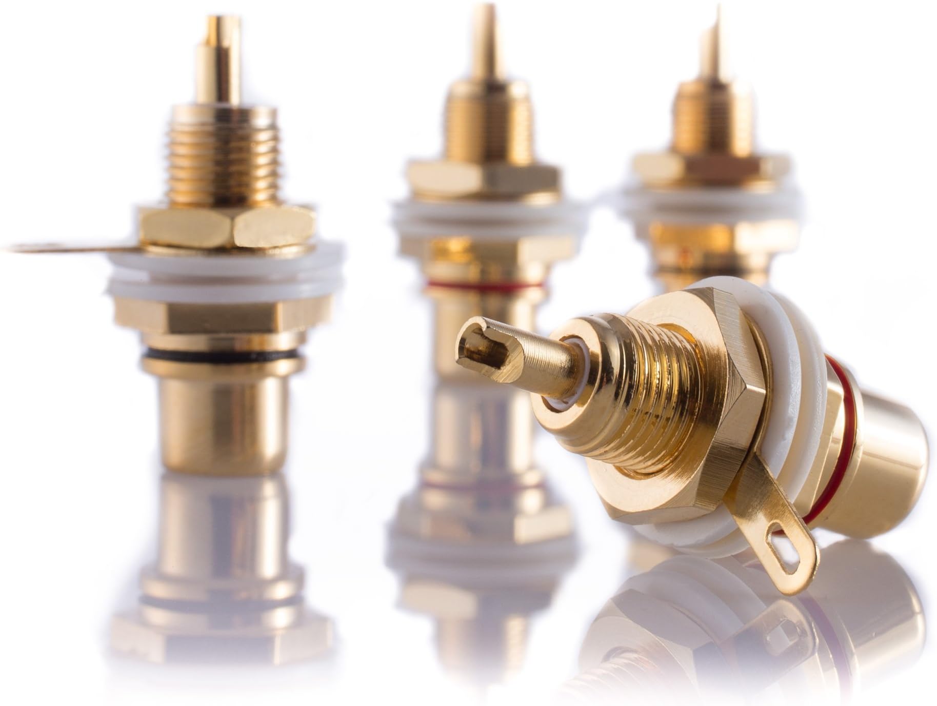 Hifi Lab 4x RCA Phono Sockets Plug Connector Jack Cinch Chassis Panel RCA Female Mounting 24 k Gold Plated inlets Terminal Audio High-End 4 pcs