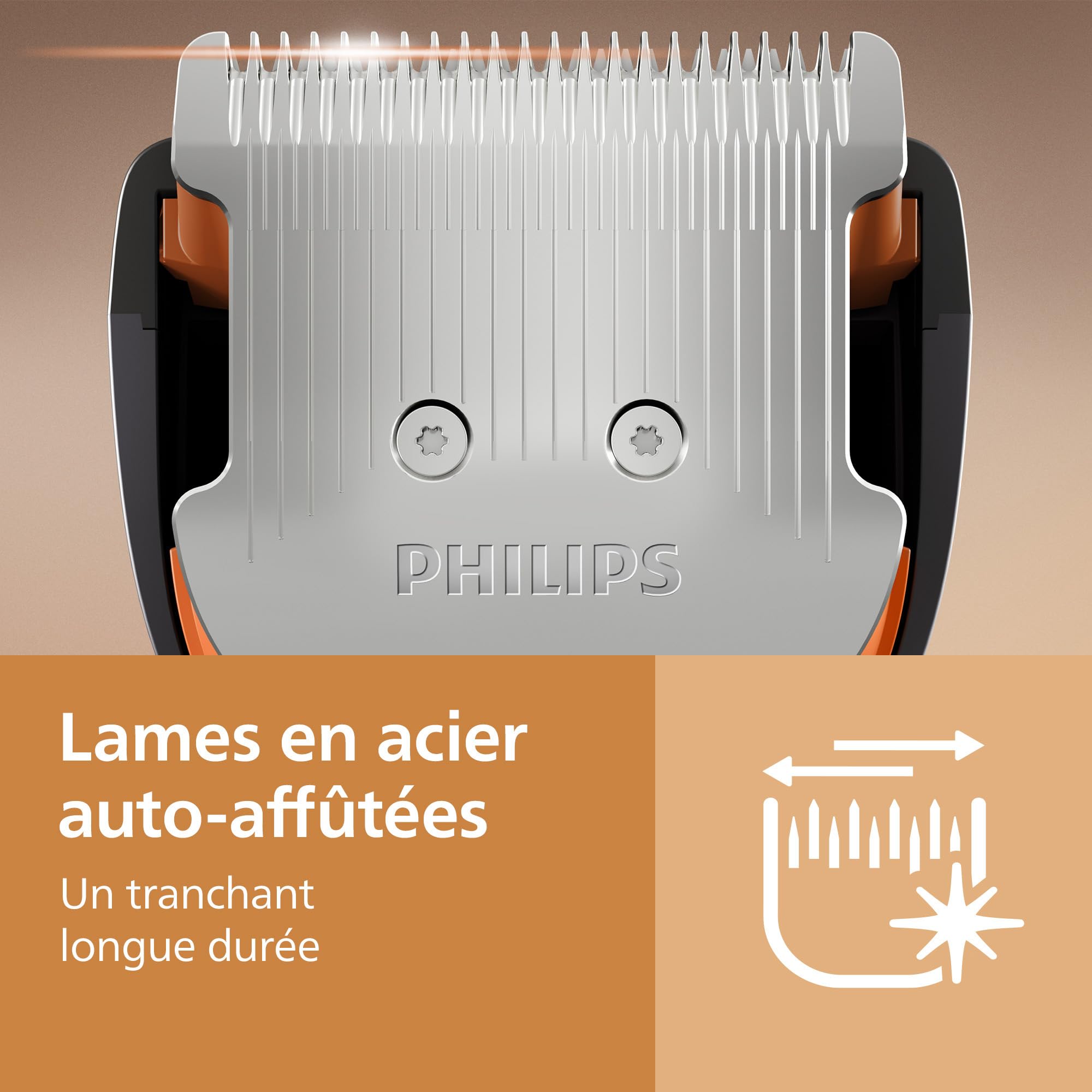 Philips série 7000 – tondeuse cheveux pour hommes et femmes, lames auto-affûtées en acier, 28 hauteurs de coupe par paliers de 1 mm, sabot Trim-and-Flow, autonomie jusqu’à 120 min, modèle HC7721/15