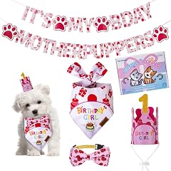TCBOYING Dog Birthday Party Supplies Multi Size Offered Dog Birthday Bandana Banner Girl Hat Bow Tie with Numbers