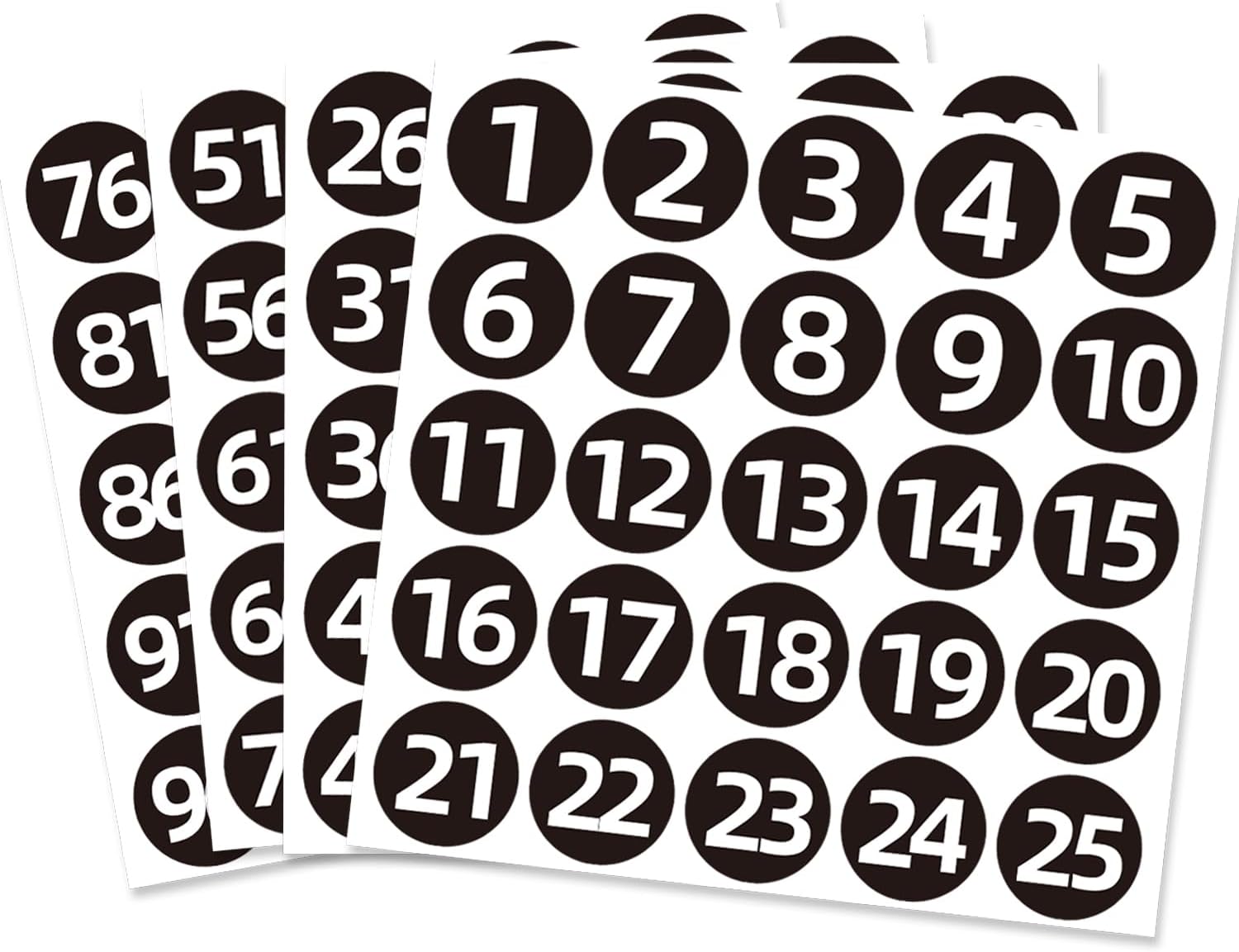 STARLIBOO Black Consecutive Number Stickers 1100, 1.5 inch