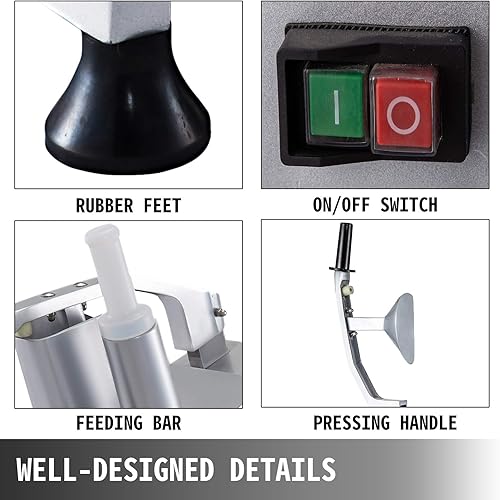 Miniatura 6 de VBENLEM Procesador de alimentos comercial de 110 V 2 agujeros de alimentación cortador eléctrico de verduras de 550 W 1600 RPM procesador de