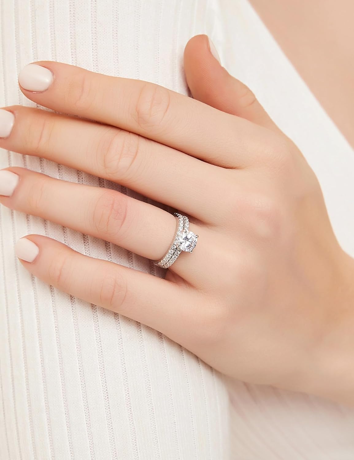 EAMTI 1.2CT 925 Sterling Silver Bridal Ring Sets Round CZ Engagement Promise Rings for Her Wedding Bands for Women Size 3-11