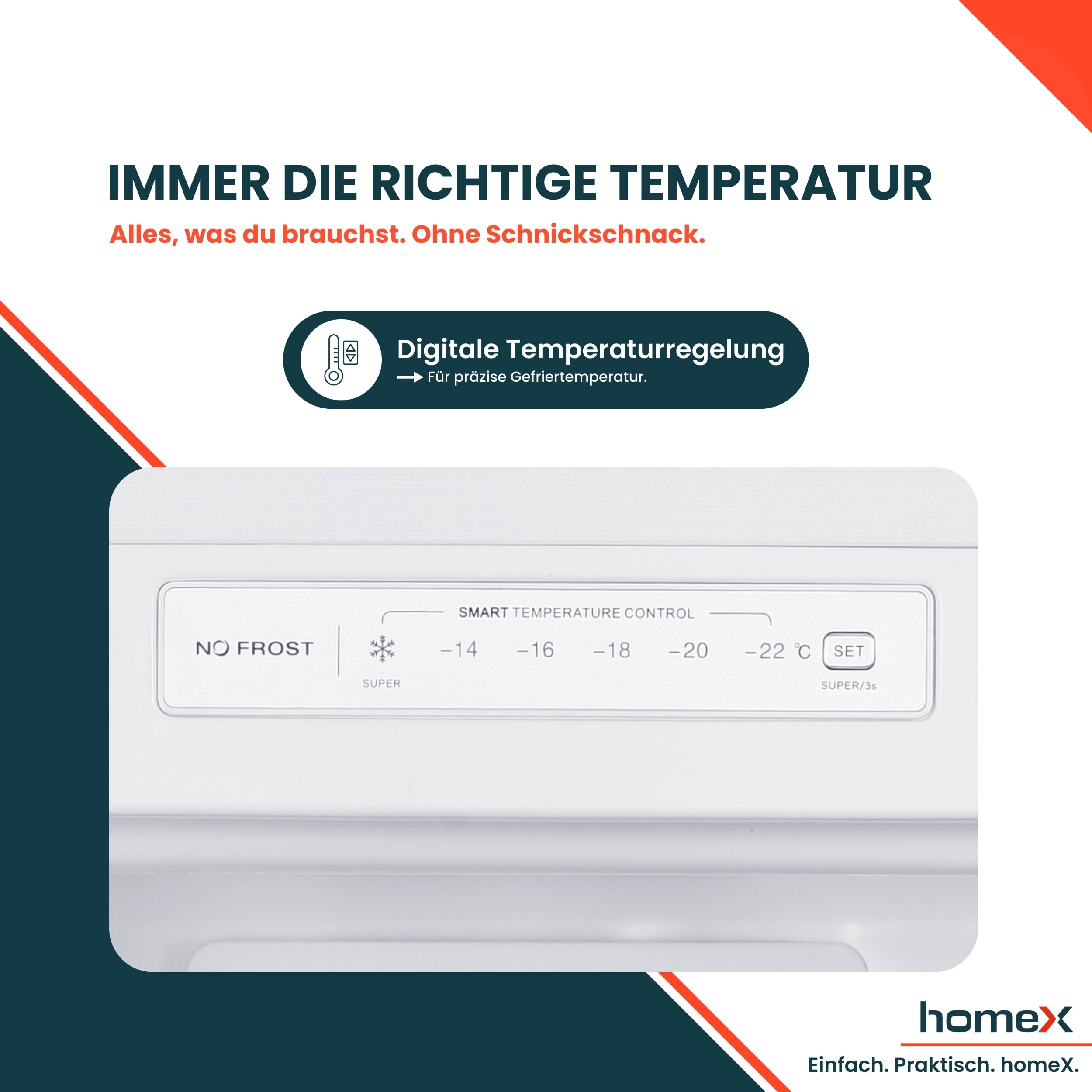 homeX FSN2041E-W Gefrierschrank NoFrost Tiefkühlschrank groß 204 Liter