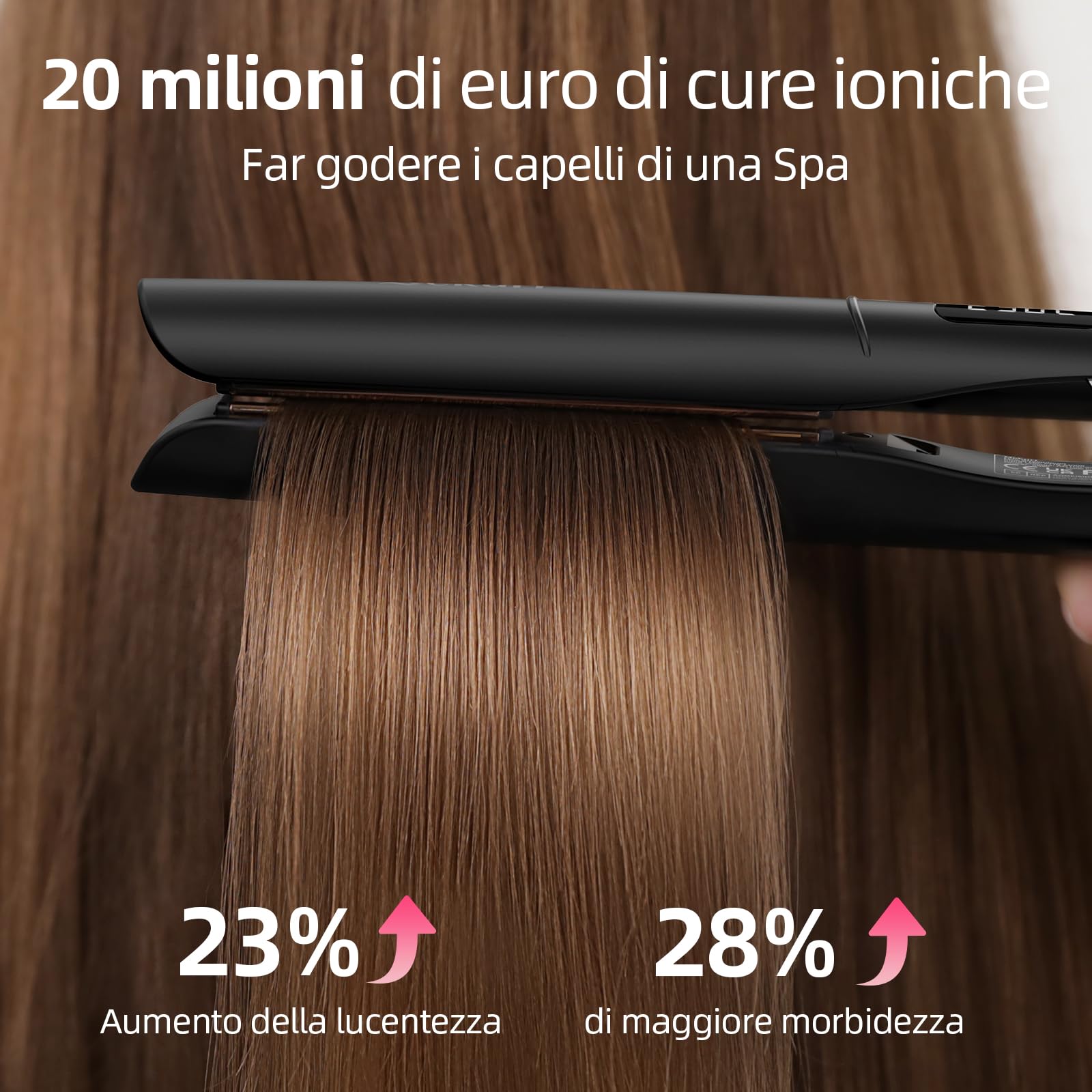 Dekuri piastra capelli, piastra larga 42 mm, piastra per capelli in ceramica a base d'acqua senza attrito per capelli lisci e setosi, piastre capelli professionale per donne (Carbone)