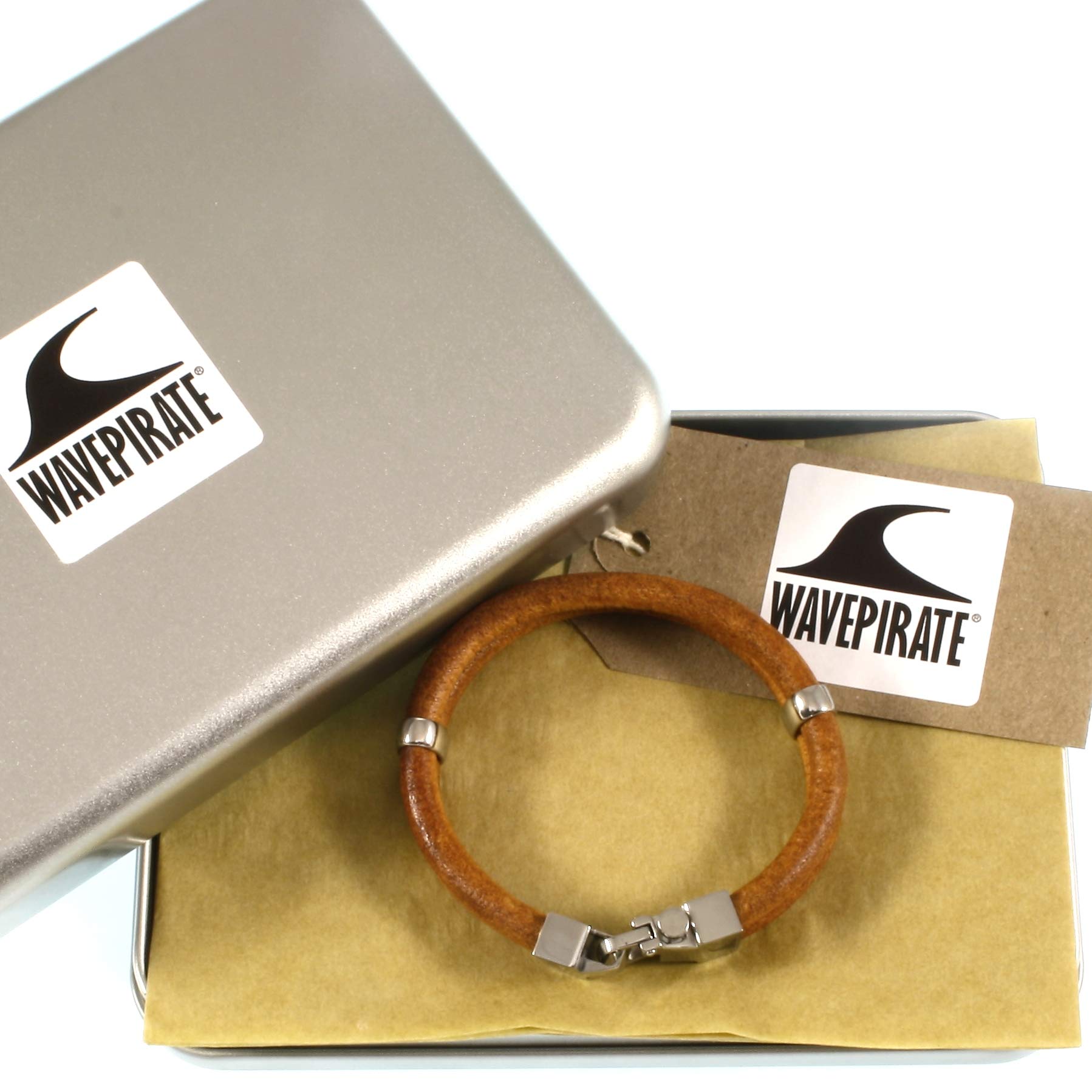 Echt Leder-Armband TURN R Cognac Herren-Armband Männer-Armband Geschenkbox Magnetverschluss Edelstahl