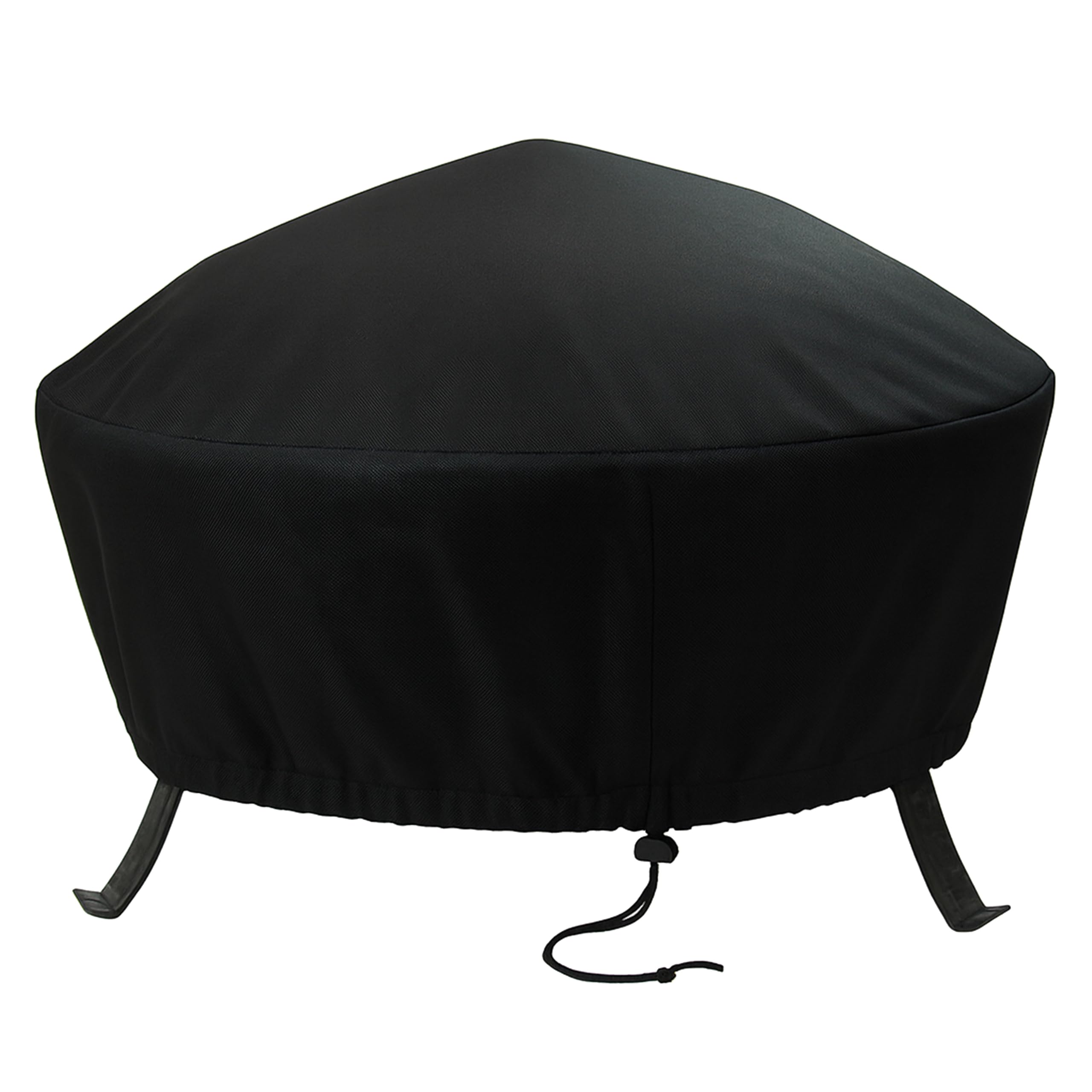 Sunnydaze Round Outdoor Fire Pit Cover - Heavy-Duty 300D Polyester and PVC with Drawstring Closure - Black - 40-Inch