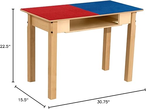 Miniatura 25 de Contender Time-2-Play - Mesa de juego rectangular de 30.75 pulgadas de ancho, bloques de Lego azul y verde, compatible con patas de madera de 22