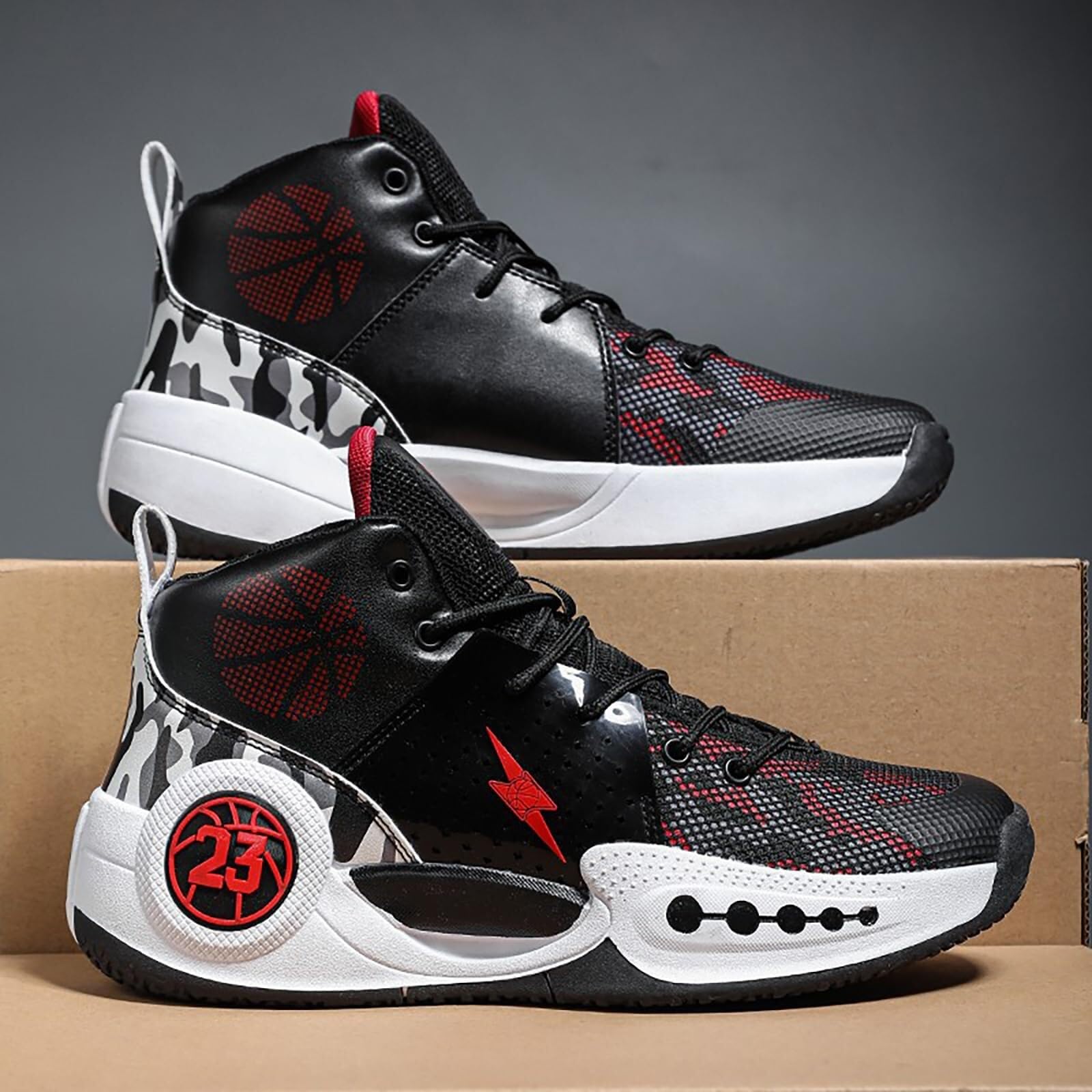 Genérico Zapatillas de Baloncesto for Hombre Transpirables, Antideslizantes, Resistentes al Desgaste, con Agarre y Rebote, Botas Entrenamiento for Deportes Aire Libre Zapatos para Caminar