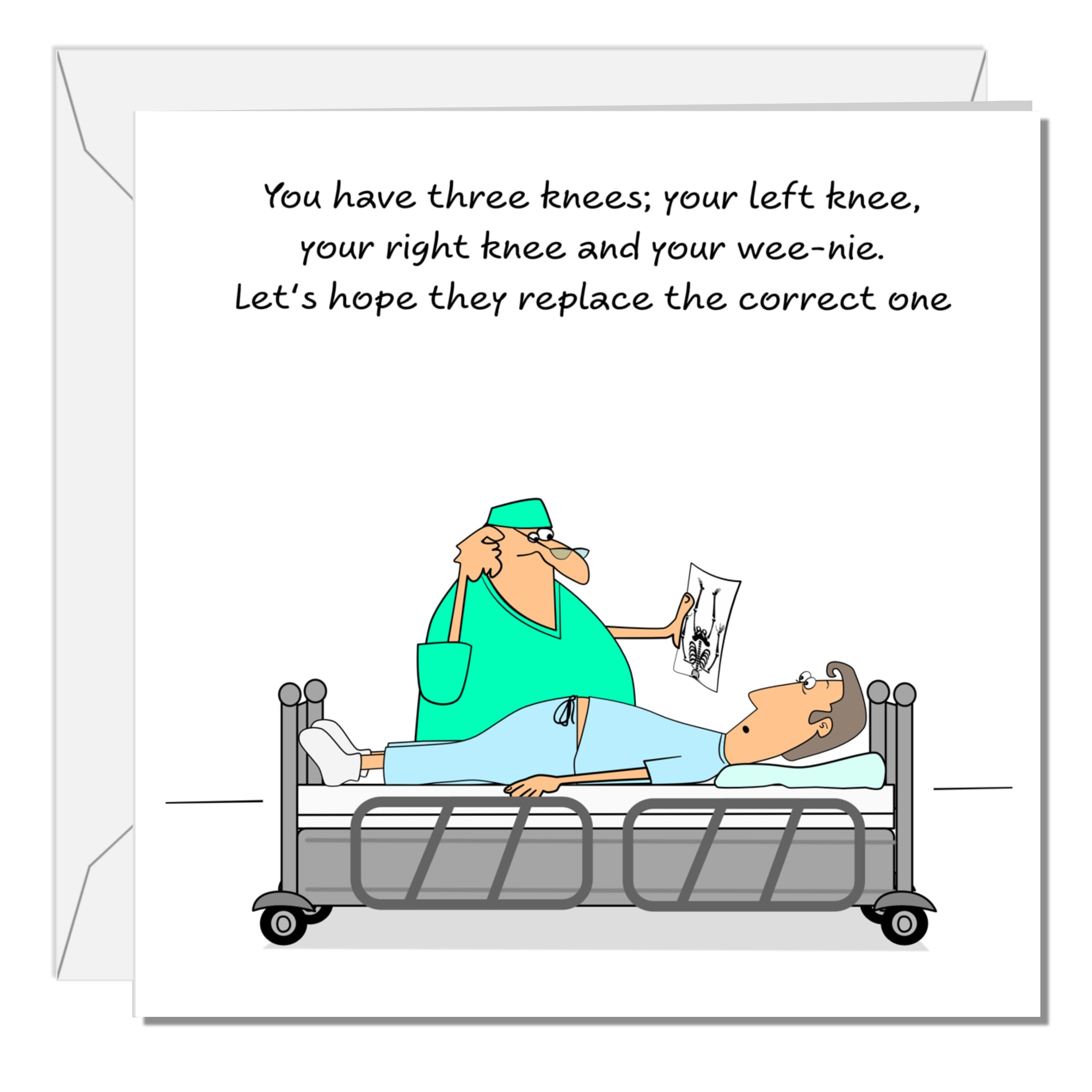 SWIZZOO Knee Replacement Surgery Card/Knee Operation Card - Funny Humorous Cheeky Cartoon - Get Well Soon Recover Quickly Op Congratulations