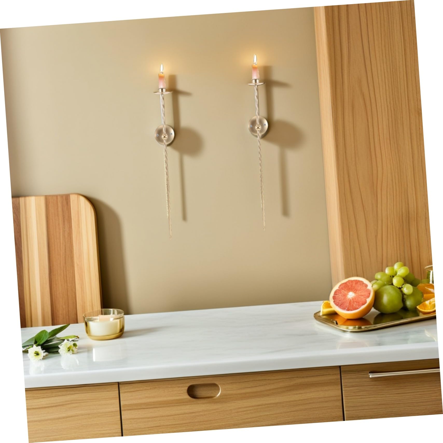 Candelabro de Pared Dorado en Espiral, 2 Piezas de Hierro