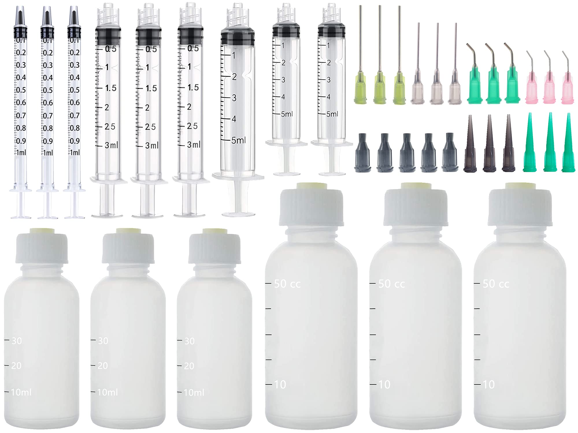 Buy 15 Pack 1ml, 3ml, 5ml, Syringes and Needle Tip Bottle with 14ga