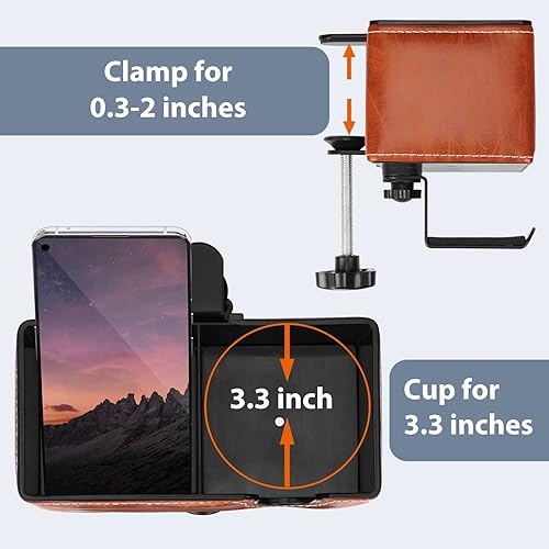 Miniatura 6 de Aurynns Soporte para tazas de escritorio con clip para bolígrafo, soporte para auriculares, gancho giratorio de abrazadera debajo del escritorio