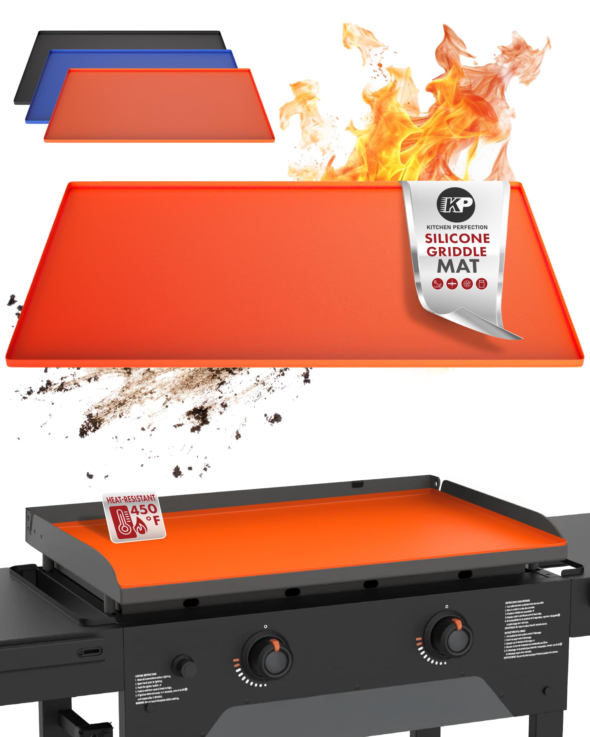 Orange Griddle Mats 28 Inch + Spatula Mat