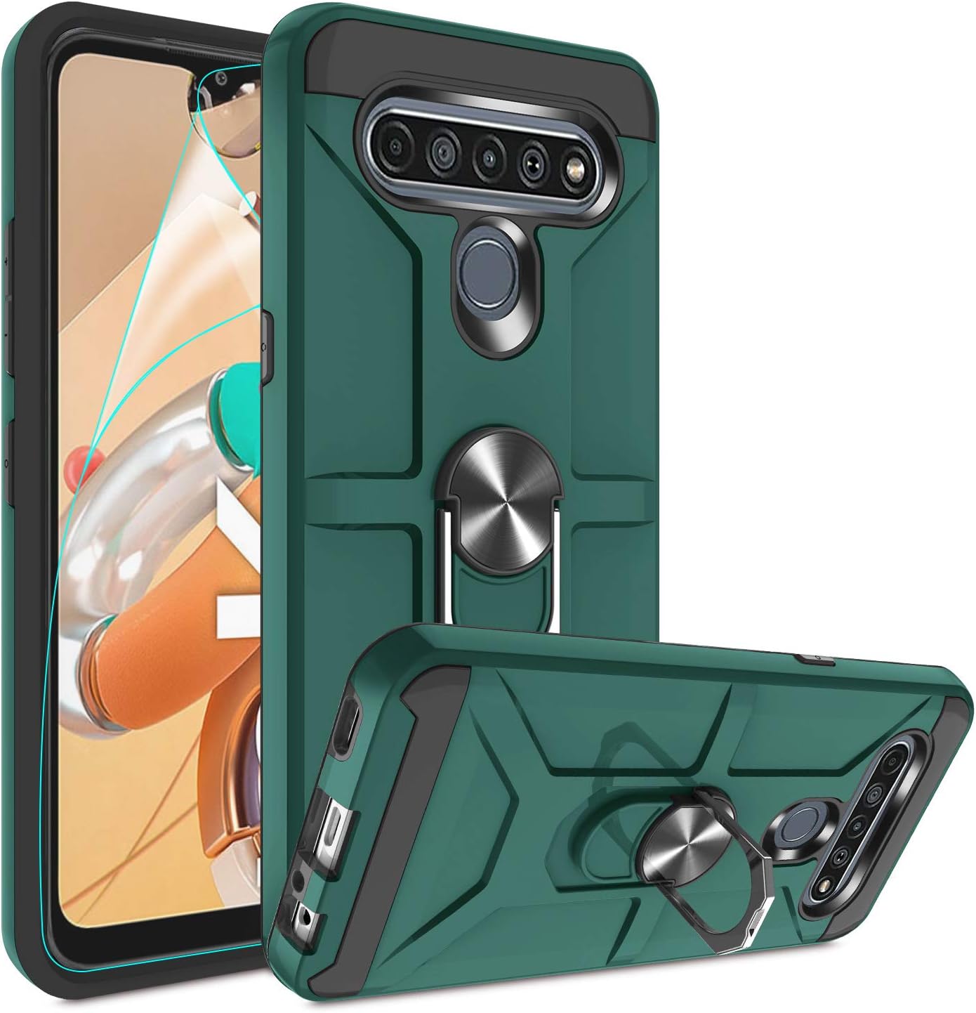 Capa para LG K61, capa para celular LG K51S/K41S, suporte para anel de  rotação Atump 360° [funciona com suporte magnético para carro] Capa de  telefone PC + TPU para LG K61 Verde