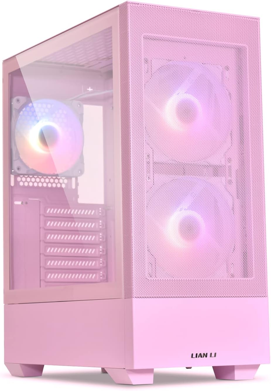 Lian Li High Airflow ATX PC Case, RGB Gaming Computer Case, Mesh Front Panel Mid-Tower Chassis w/ 3 ARGB PWM Fans Pre-Installed, USB Type-C Port, Tempered Glass Side Panel (LANCOOL 205 MESH C, Pink)