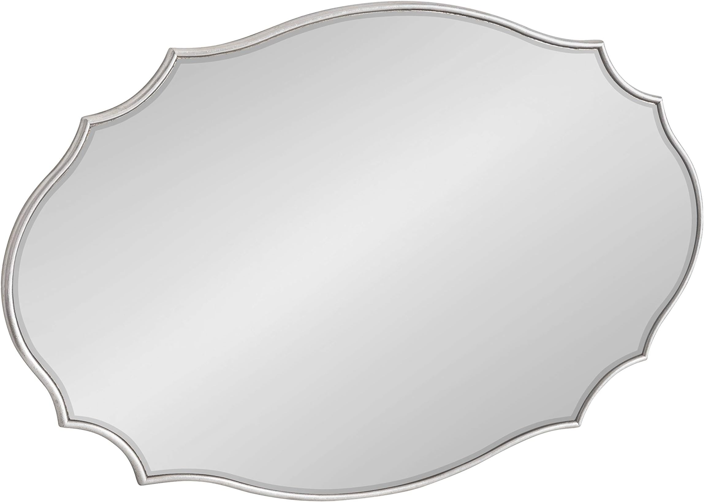 Kate and Laurel Leanna Glam Oval Mirror, 24 x 36, Silver, Modern Scalloped Mirror for Wall