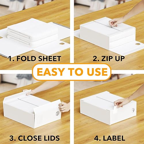 Miniatura 10 de SpaceAid Paquete de 6 organizadores y almacenamiento de sábanas, organizador de sábanas plegable para armario de lino, juego de sábanas con ventana