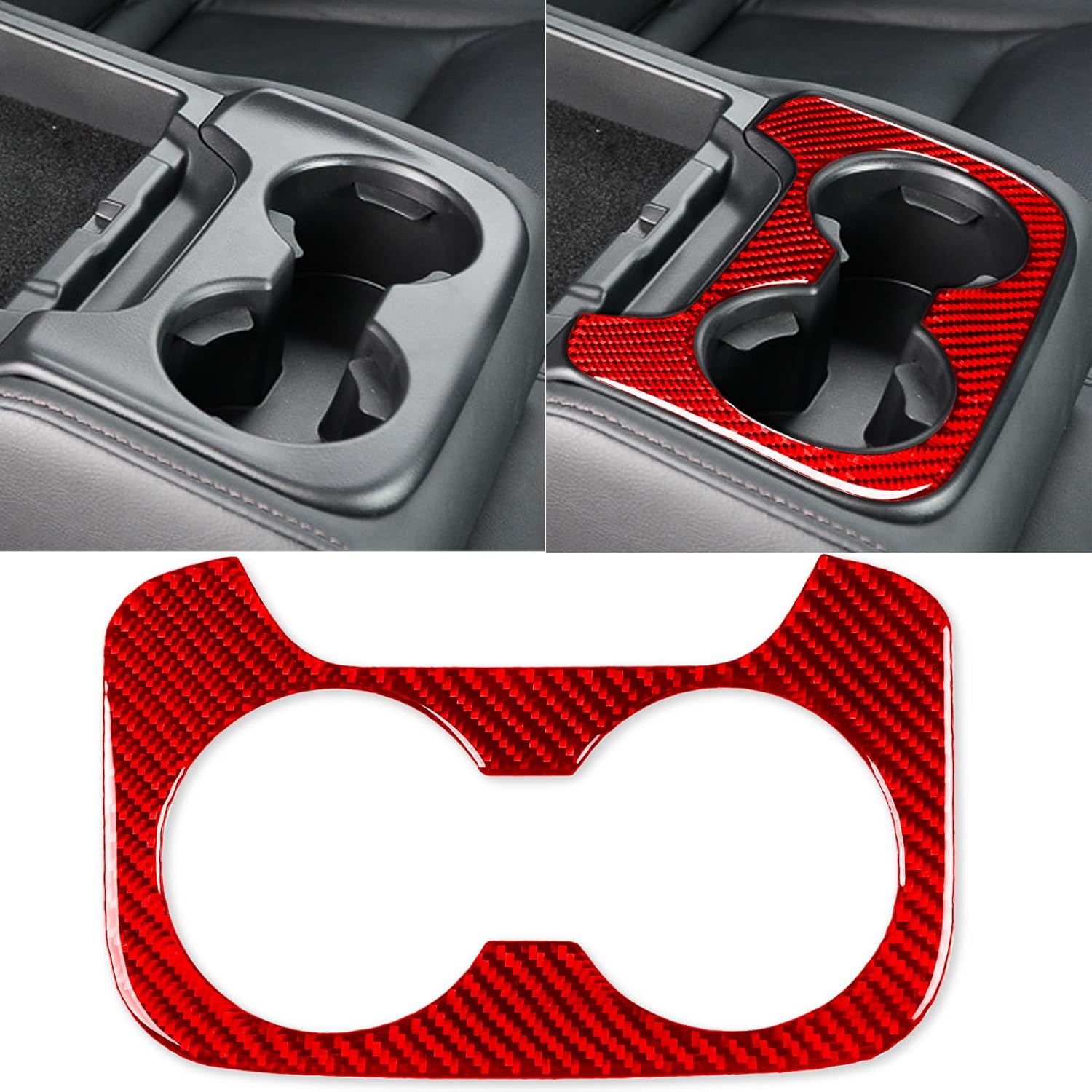 Real Carbon Fiber Center Control Gear Shift Multimedia Buttons Frame Cover Interior Trim Sticker Accessories Cover Compatible with Mazda CX9 2016 2017 2018 2019 2020 2021 2022 2023 Red