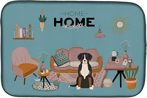 Miniatura 467 de Caroline's Treasures CK7824DDM - Tapete absorbente para secado de platos con diseño de bulldog inglés, rojo y blanco, para encimera de cocina, 14 x