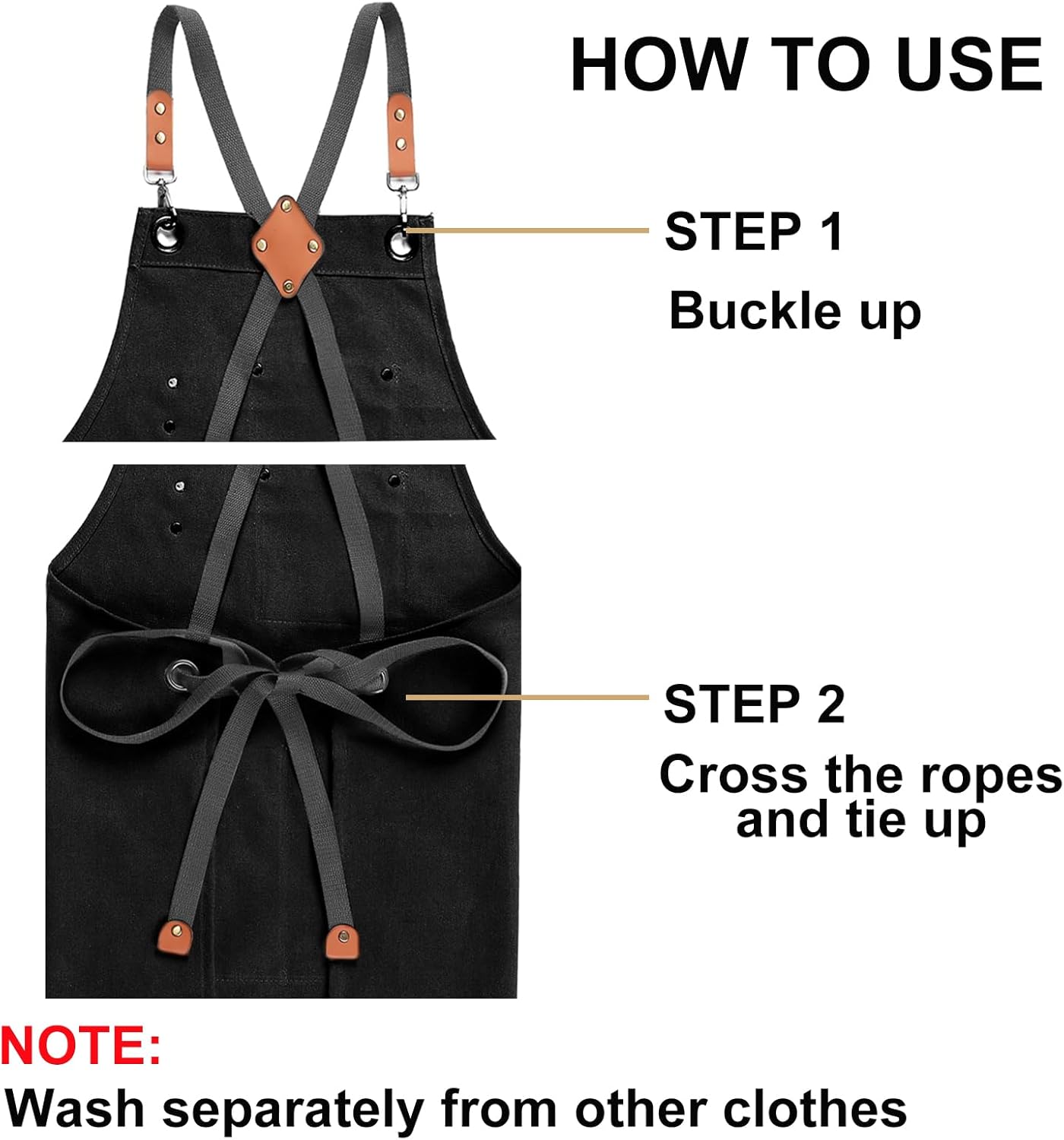 ZOMAO Chef Apron for Women Men with Large Pockets, Cotton Canvas Cross Back Waterproof Work Aprons for Kitchen Cooking Bib - Image 7