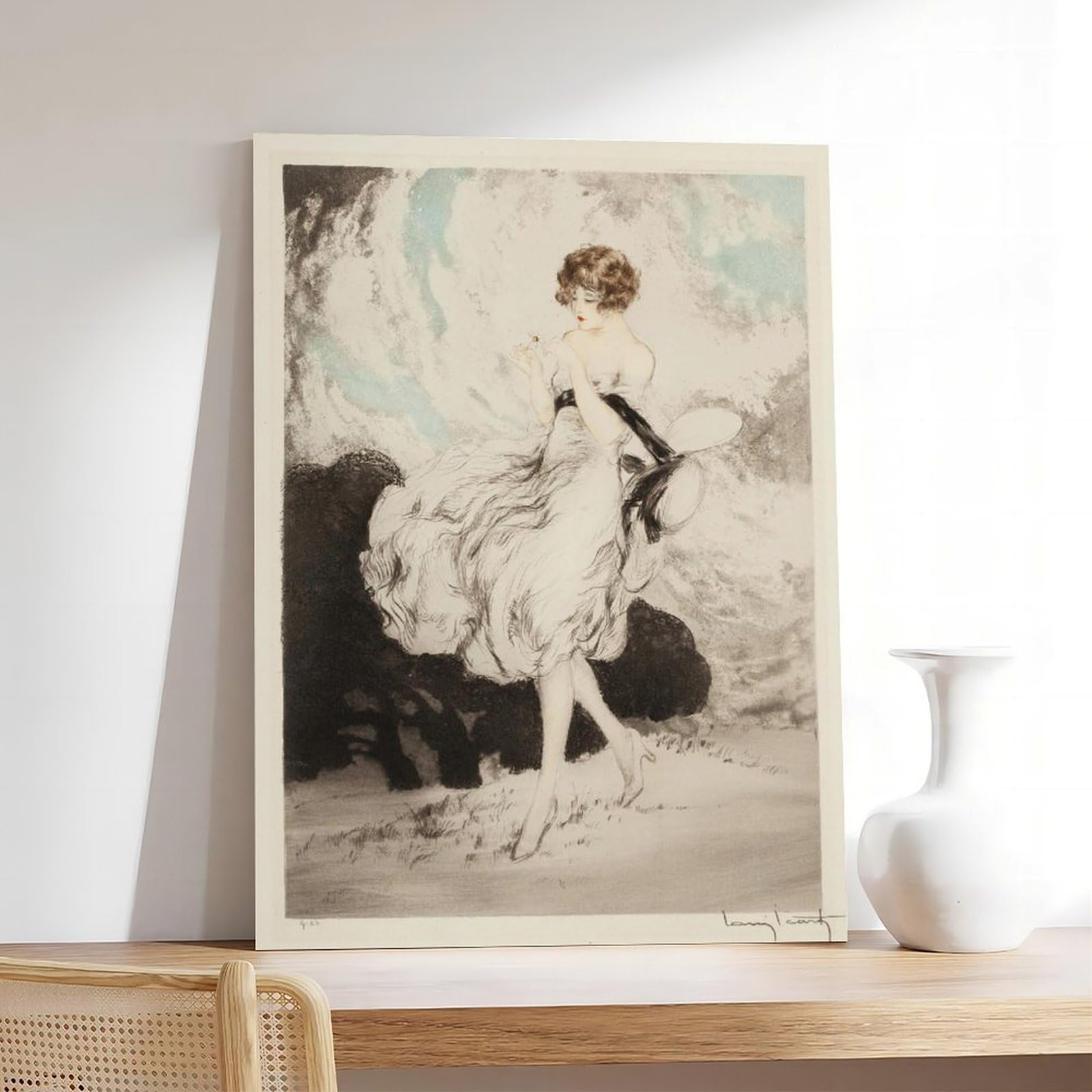 WCYB Lillies by Louis Icart – Vintage Art Deco wytrawianie nadruk, romantyczna moda ilustracja ścienna - Etsy Tajwan (a8b58862) wydruki plakaty płótno deco farba