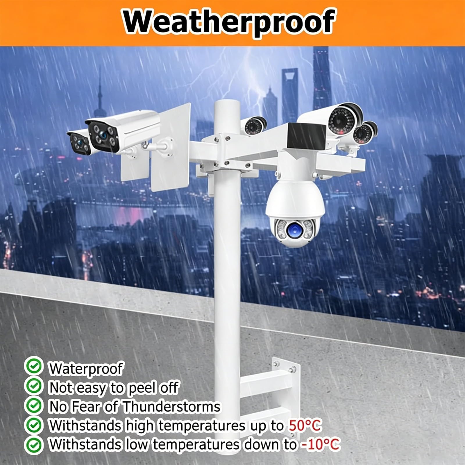 Generisch Diese Wandhalterung aus Metall für Überwachungskameras, Langer Arm für CCTV- und IP-Kameras, perfekt für die Außenüberwachung, wetterfest und langlebig (1,5 m / 4,92 ft).