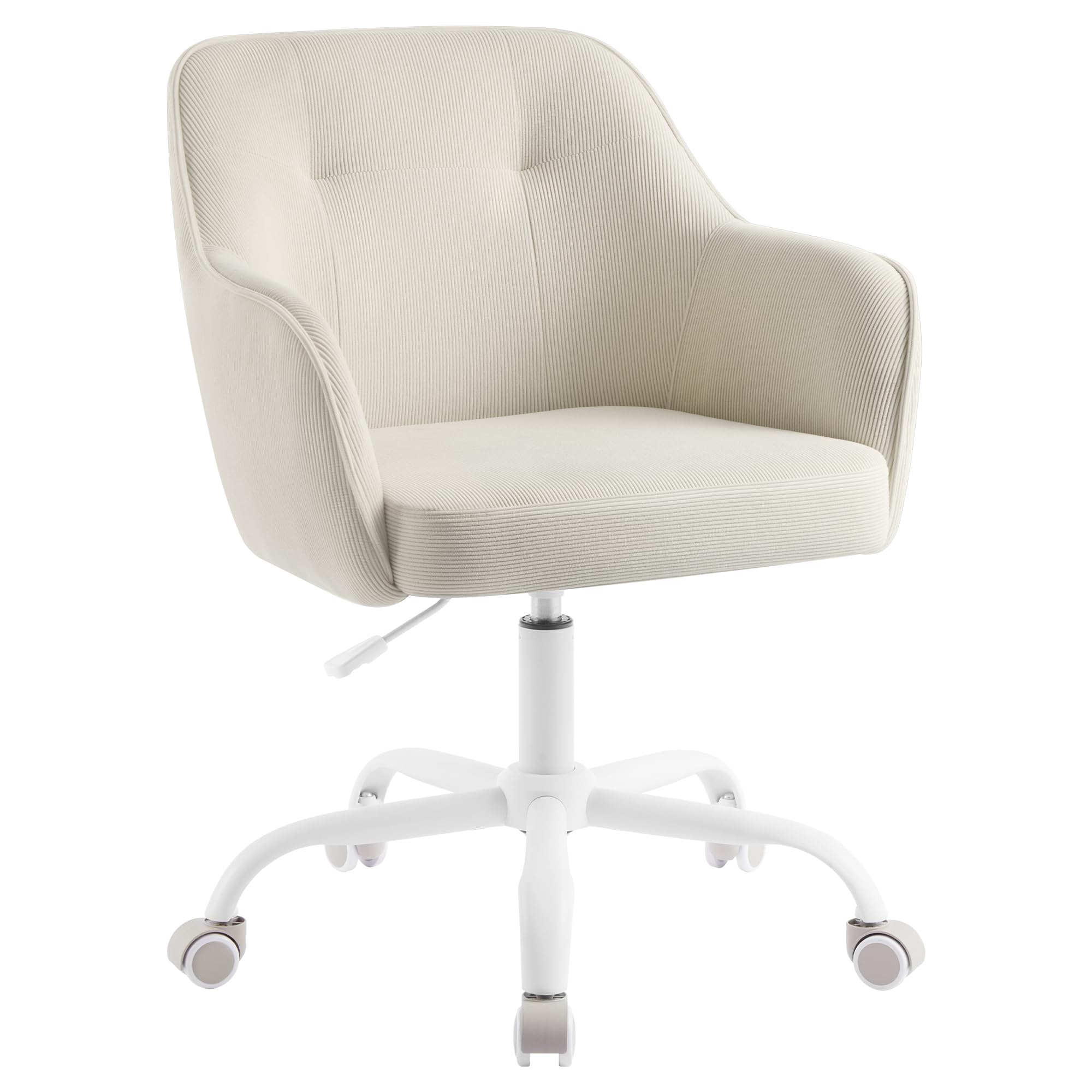 SONGMICS Silla de Estudio, Silla Giratoria, Altura Ajustable, Carga de 110 kg, Marco de Acero, Tela de Terciopelo Acanalado, para Estudio, Dormitorio, Beige Arena OBG019LZ01