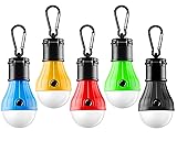 Tent Lamp 5 Packs Portable Tent Light Clip Hook Hurricane Emergency Lights LED Camping Light Bulb Camping Tent Lantern Equipment for Camping Hiking Backpacking Fishing Outage F-CLOSED-HOOK