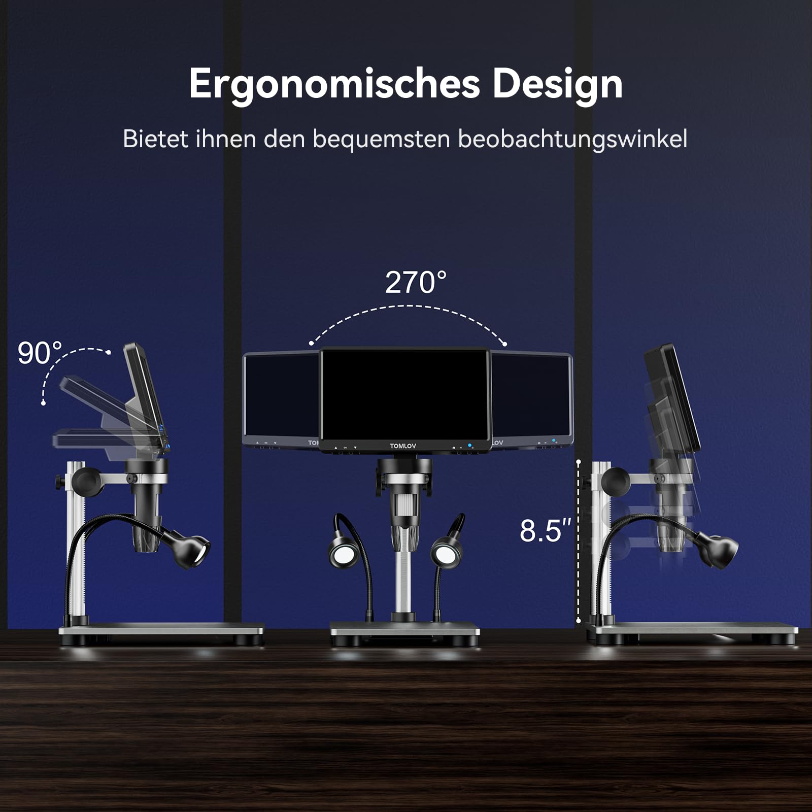 TOMLOV DM9 7" LCD Digital Mikroskop 1200X, 1080P USB Lötmikroskop, Handmikroskop mit einstellbarem Metallständer, 12MP Super präziser Fokus, LED-Volllicht, PC/Windows/Mac kompatibel, 32GB