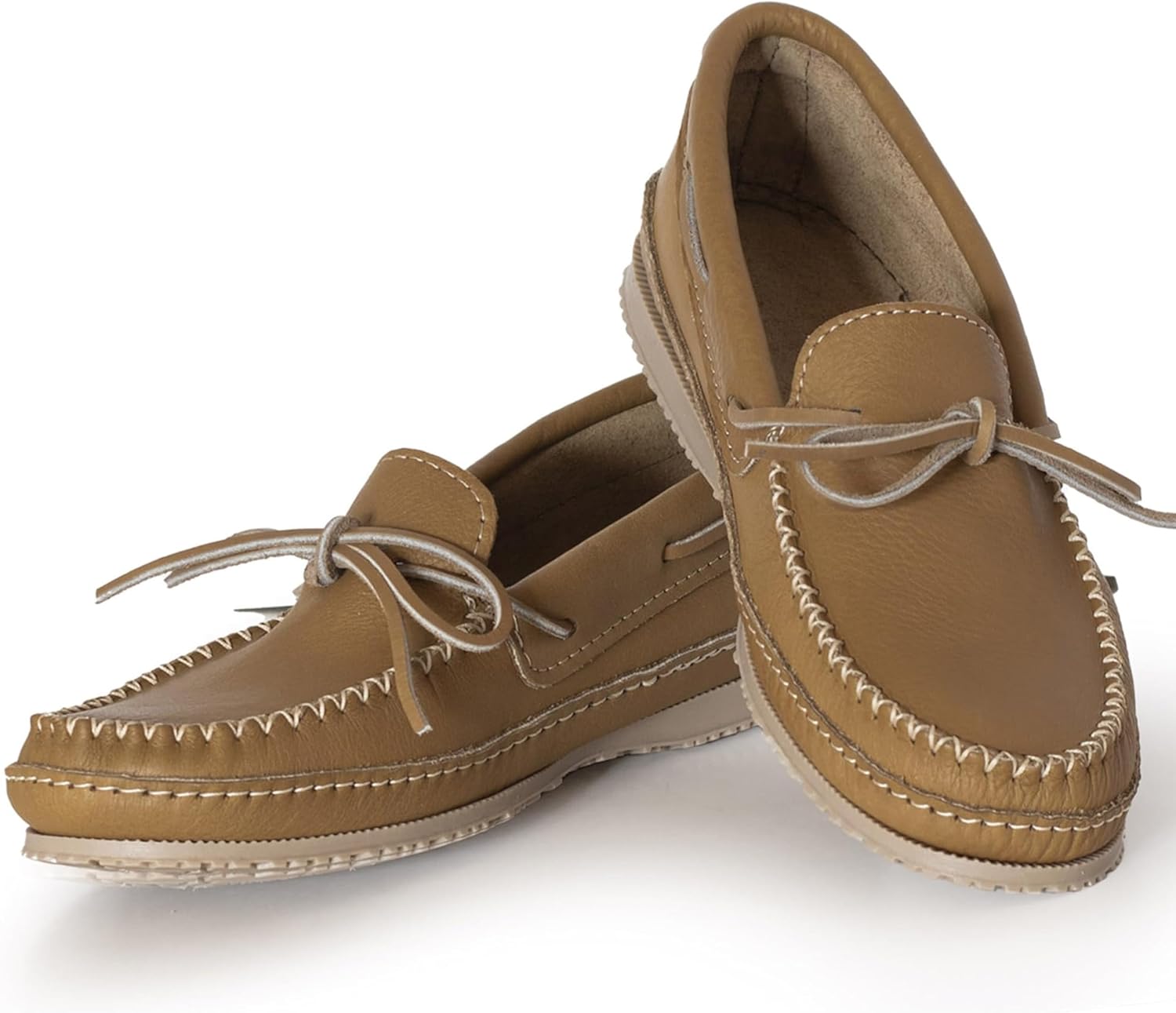 Laurentian Chief Moccasin Slippers for Men with Single Lacing, 8 Hole Collar and Padded Indian Rubber Sole, Canada Quality, Comfortable Stylish Indoor and Outdoor Moccasins for Men