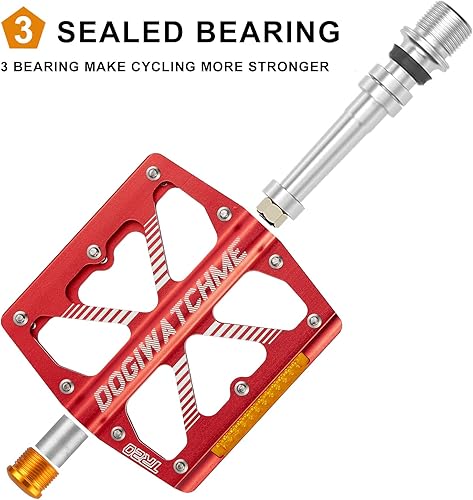 Miniatura 4 de Pedales de bicicleta de montaña, pedales MTB, 3 rodamientos de aluminio antideslizante de 916 pulgadas con reflectores, pedales anchos de bicicleta