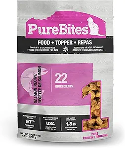 PureBites Salmon Freeze Dried Cat Food, 22 Ingredients, Made in USA, 8oz