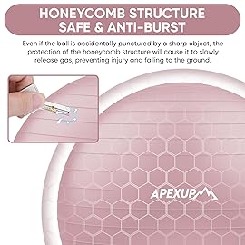 APEXUP Yoga Ball Exercise Ball, Anti Slip Stability Ball Chair, Heavy Duty Large Gym Ball for Fitness, Balance, Core Workout and Physical Therapy (M (19~22) 55cm, Pink)