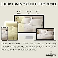 Vista 9 de Cloud Scape Linen - Juego de sábanas de 100% algodón egipcio, tamaño individual, juego de ropa de cama de lujo de 3 piezas, 400 hilos, calidad