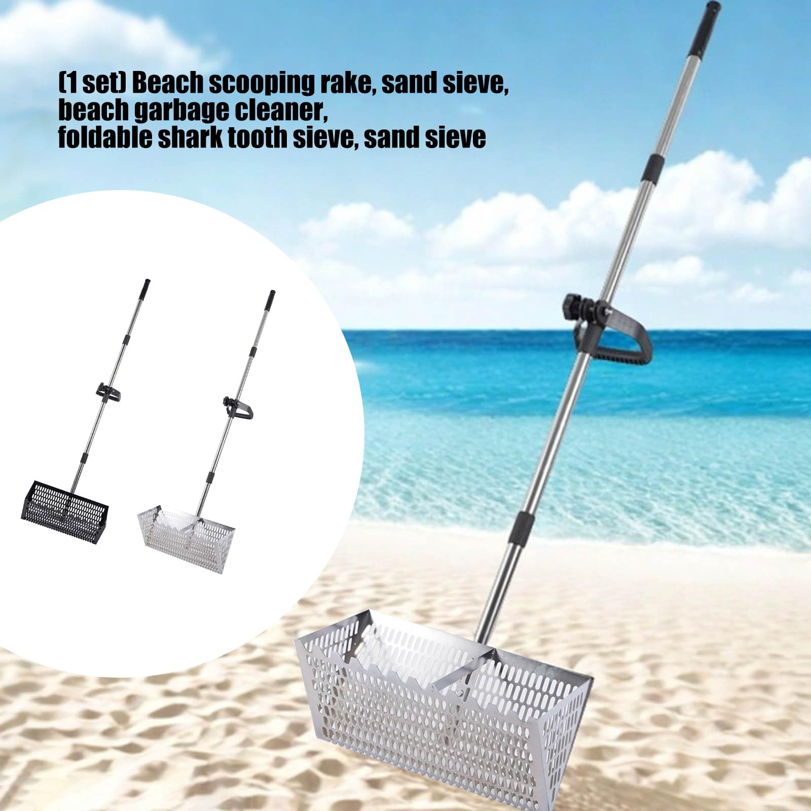 Palmare Sifter Setaccio Erpice Pala Spiaggia Cibo di Mare Catcher Denti Ergonomico Setaccio per Giardinaggio Terreno Allentamento Campeggio Pala di Sabbia Ergonomica