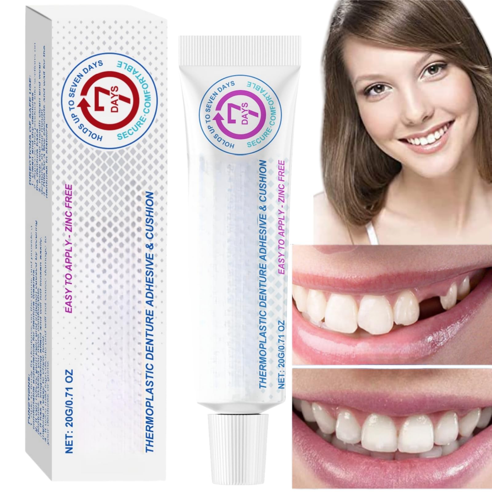 Thermoplastic Denture Cushion Adhesive - False Teeth Silicone Reline Kit - Dental Glue for Teeth Repair