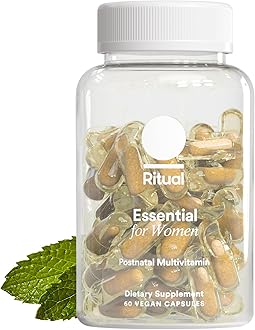 Essential for Women Postnatal Multivitamin - Postpartum Vitamin - Omega-3 DHA & Choline for Lactation Support, Vitamin A, C, D3 & Zinc for Immune Function Support*, B12, Iodine, Biotin, 30 Day