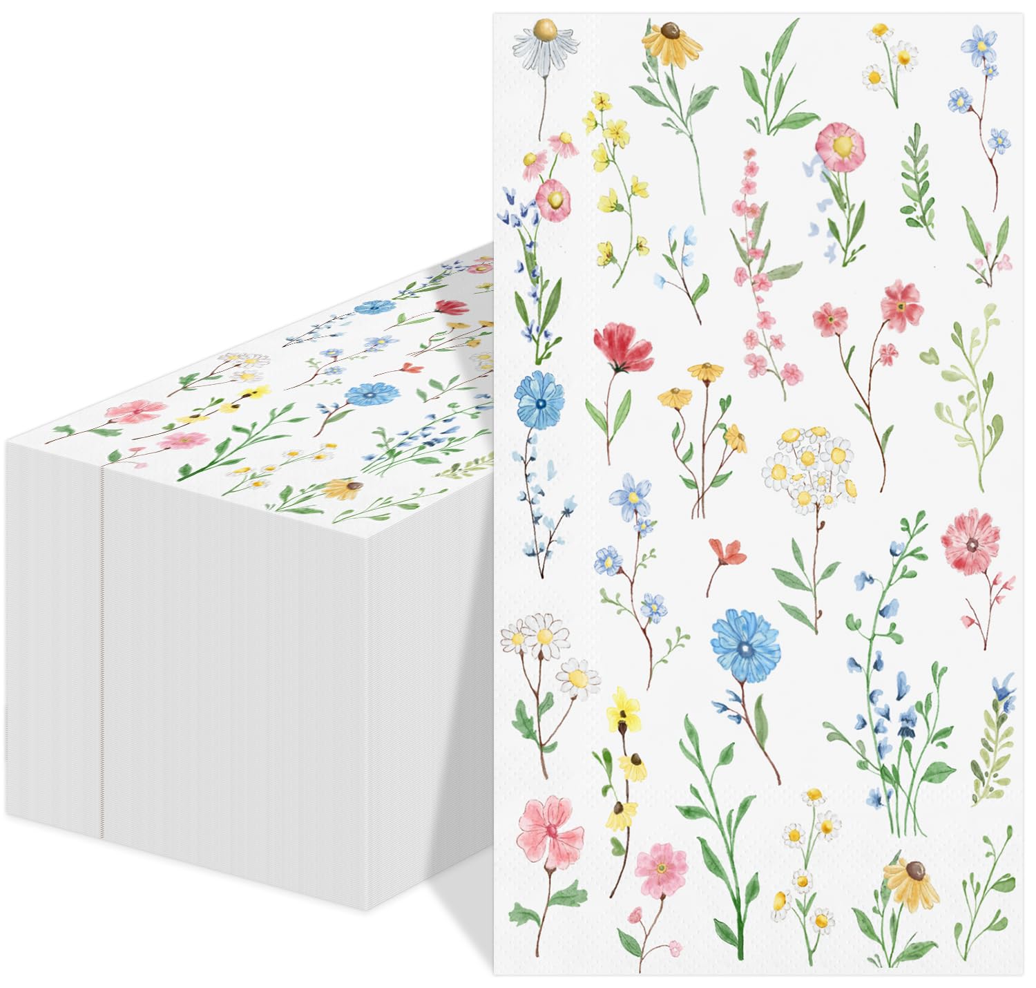 View 1 of 100 Pcs Wildflower Guest Napkins Watercolor Floral Paper Napkins Spring Flower Butterfly Decorative Disposable Paper Hand Towels for Birthday Wedding Baby Shower Tea Party Picnic?4.3"*7.8"