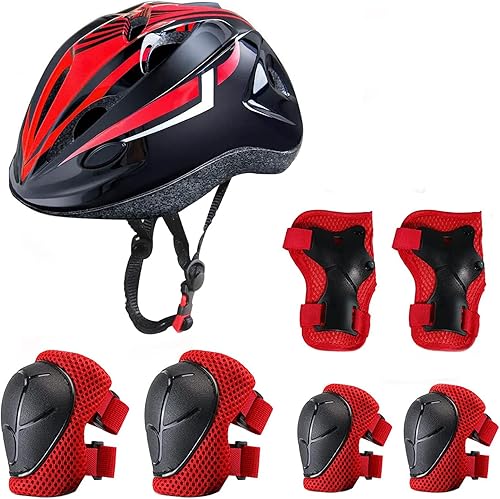 Oeyliz Casco de bicicleta para niños de 3 a 8 años con equipo de protección deportiva, rodilleras, coderas, muñequeras para monopatín, ciclismo,